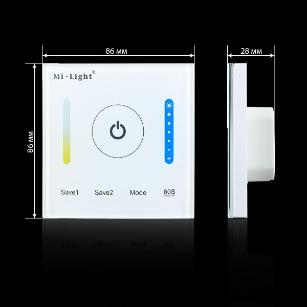 Панель управления Mi-light Touch контроллер 15А 2 канала P2 (PL-2), 100014069