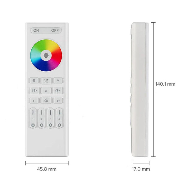Пульт д/у Mi-light DIM+RGB+CCT 2,4G Touch 4-х зонный RF White (RL03-RF), 100024039