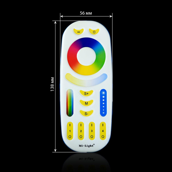 Пульт д/у Mi-light RGB/RGBW/CCT 2,4G Touch 4-х зонный FUT092 (RL092-RGB), 100014072
