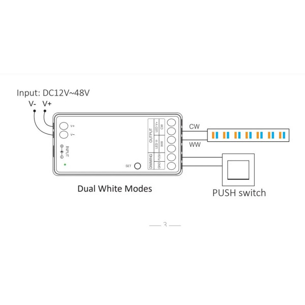 Контроллер Mi-light 2 в 1 Single White/CCT 2.4GHz (TK LC2-RF), 100023399