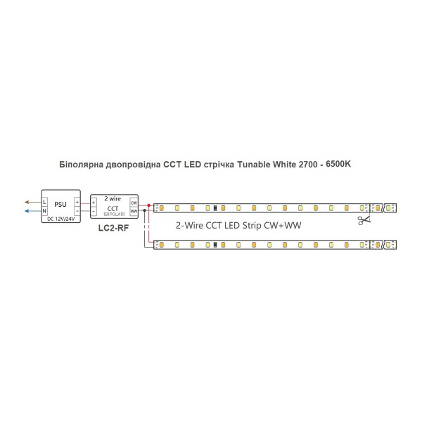 Контроллер Mi-light 2 в 1 Single White/CCT 2.4GHz (TK LC2-RF), 100023399