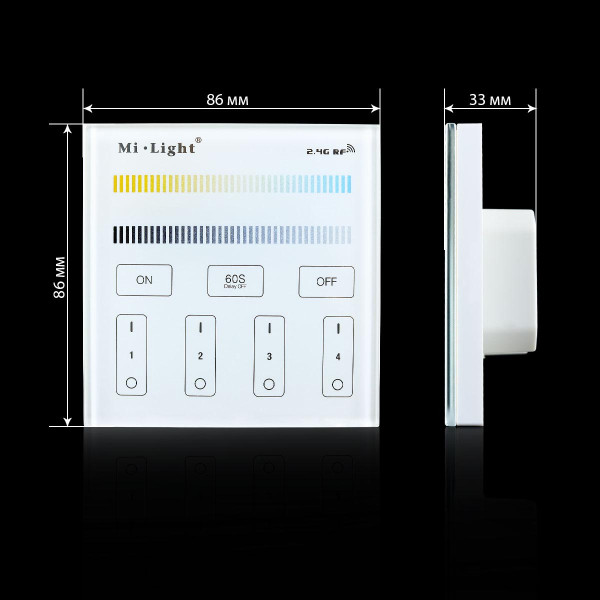 Панель управления Mi-light CCT Touch контроллер 2,4G RF 4 зоны T2 (TL2), 100014061