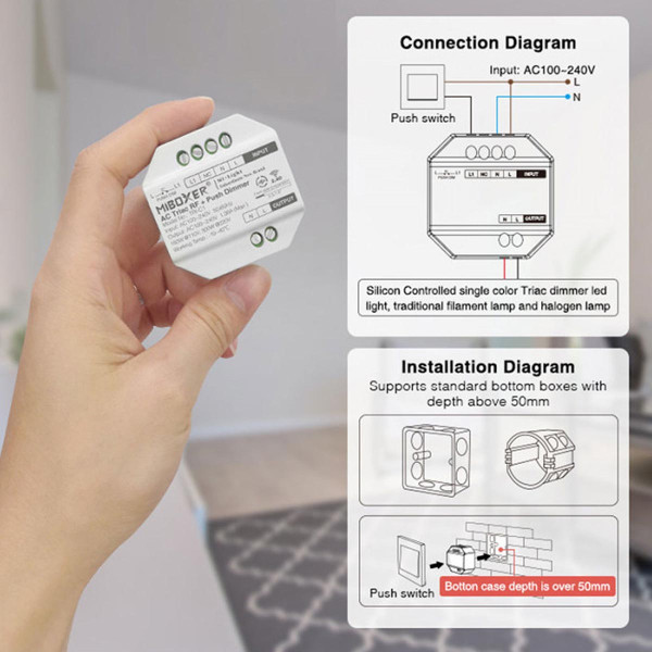 Контроллер реле Mi-light 2.4GHz +TRIAC 220В TRI-C1 (ТК-С1), 100022635