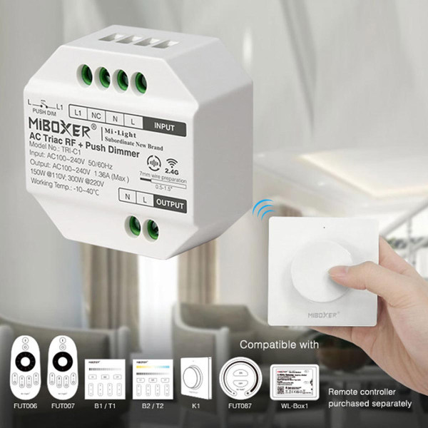 Контроллер реле Mi-light 2.4GHz +TRIAC 220В TRI-C1 (ТК-С1), 100022635