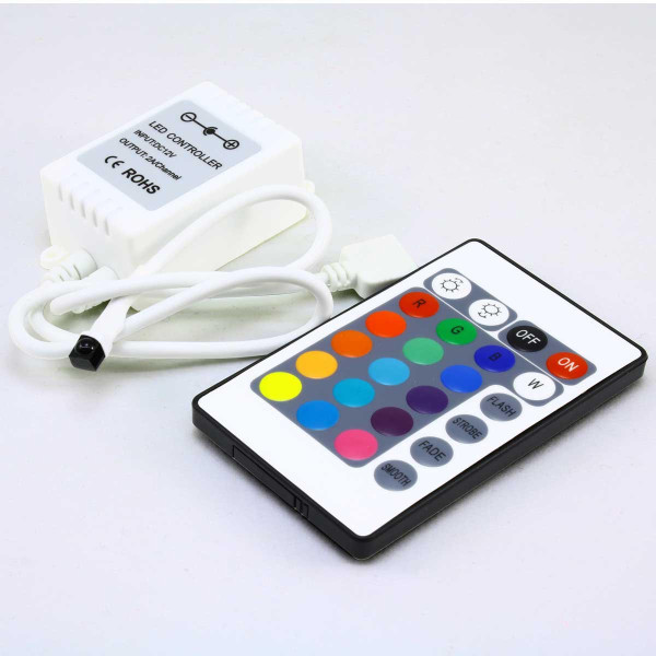 Контроллер RGB OEM 6A 72W DC 12V, ИК пульт д/у (6А-IR-24 кнопки), 100000163