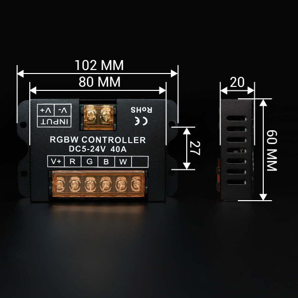 Контролер RGBW OEM 40A Touch DC12-24V (10A*4канала) білий (C-40-Touch-V2) , 100025596