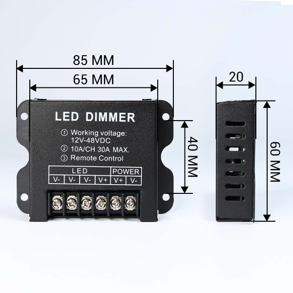 Диммер OEM 30A RF пульт д/у 23 кнопки DC 12-48V (10А 3 канала) черный (D-30A-RF23-B), 100025595