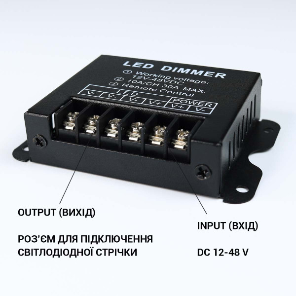 Диммер OEM 30A RF пульт д/у 23 кнопки DC 12-48V (10А 3 канала) черный (D-30A-RF23-B), 100025595