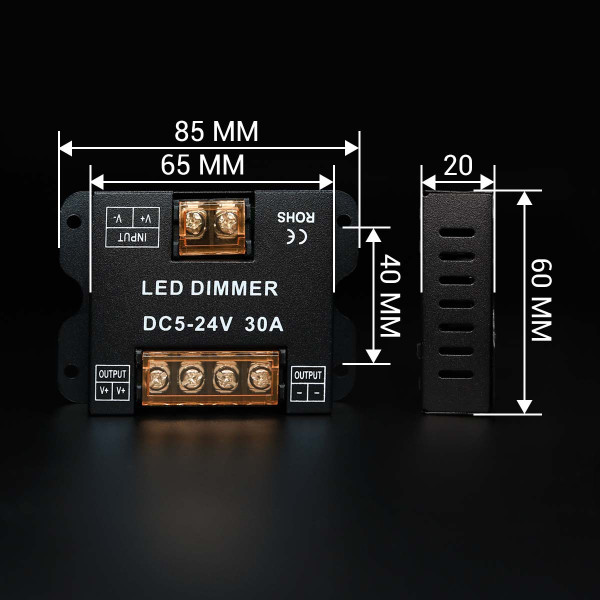 Диммер OEM 30A Touch DC5-24V (15А 2 канал) белый (D-30A-Touch-V2-W), 100025594
