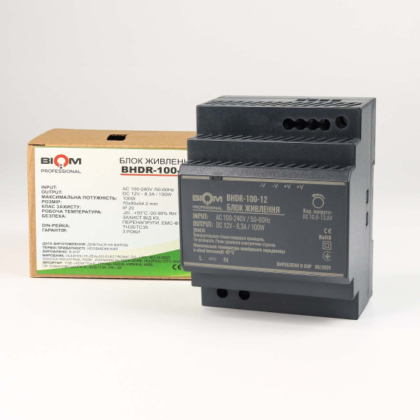 Блок питания Biom Professional DC12 100W 8,3A под DIN-рейку (BHDR-100-12), 100027981