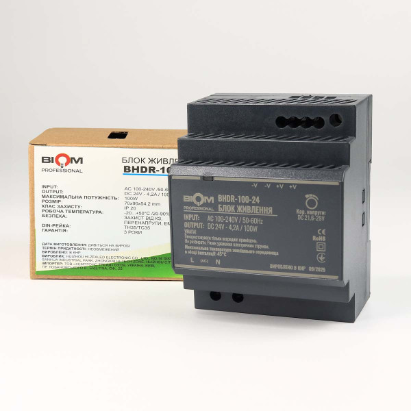 Блок питания Biom Professional DC24 100W 4,2A под DIN-рейку (BHDR-100-24), 100027985