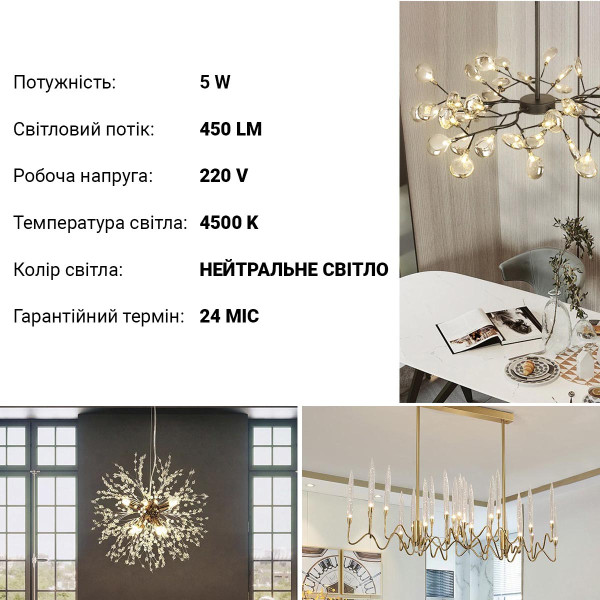 Светодиодная лампа Biom Capsule 5W 450Lm 4500K 220V E14 Clear (BG14-5-4-S), 100001454