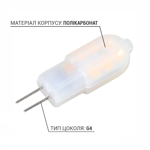 Светодиодная лампа Biom JC 2W 190Lm 3000K AC/DC 12V G4 Frosted (BG4-2-12-3-PC), 100001586