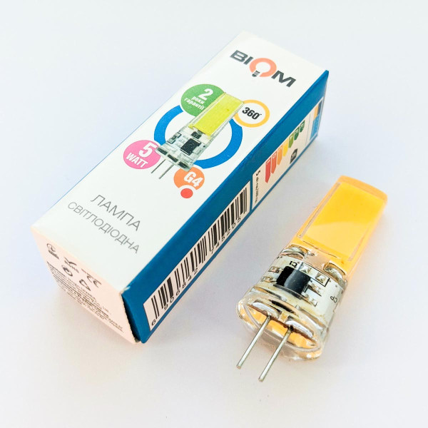Светодиодная лампа Biom JC 5W 450Lm 4500K 220V G4 Clear (BG4-5-22-4-S), 100010036
