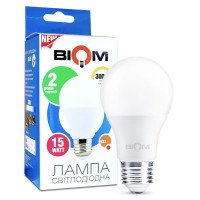 Світлодіодна лампа Biom A60 15W 1350Lm 3000K 220V E27 Frosted (BT-515)