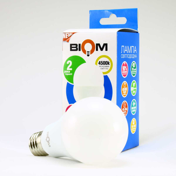Светодиодная лампа Biom A60 15W 1350Lm 4500K 220V E27 Frosted (BT-516), 100001434