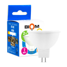 Светодиодная лампа Biom MR16 7W 630Lm 4500K 220V GU5.3 Frosted (BT-562)
