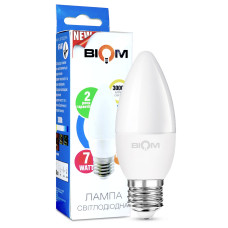 Светодиодная лампа Biom C37 7W 630Lm 3000K 220V E27 Frosted (BT-567)