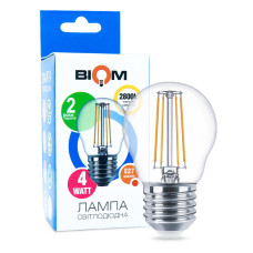 Светодиодная лампа Biom филамент G45 4W 360Lm 2800-3200K 220V E27 Clear (FL-301)
