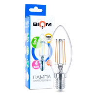 Світлодіодна лампа Biom філамент C37 4W 360Lm 4000-4500K 220V E14 Clear (FL-306)