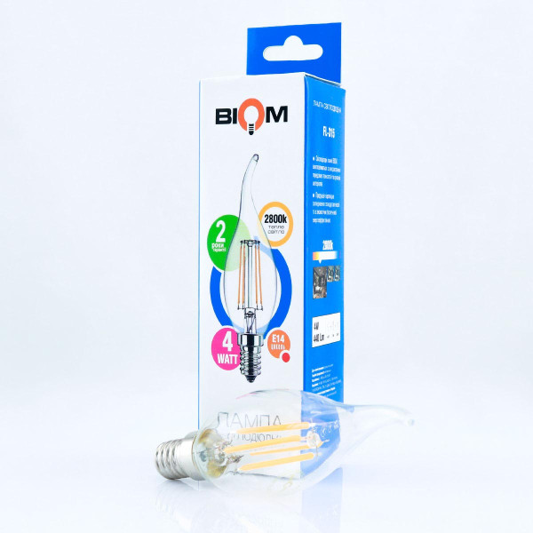 Светодиодная лампа Biom филамент BA35 4W 440Lm 2800-3200K 220V E14 Clear (FL-315), 100012270