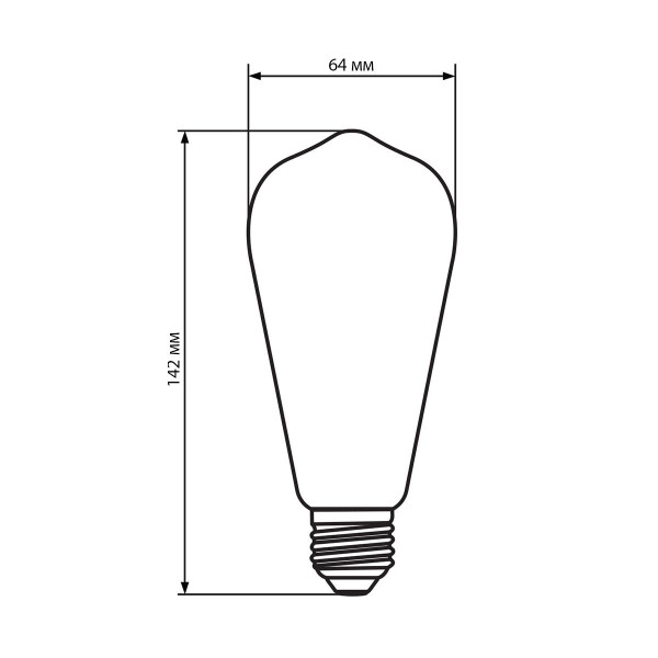Светодиодная лампа Biom филамент ST-64 8W 720Lm 2300-2500K 220V E27 Clear (Amber) (FL-418), 100013457