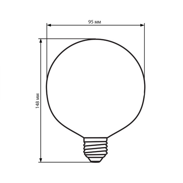 Светодиодная лампа Biom филамент G95 8W 720Lm 2300-2500K 220V E27 Clear (Amber) (FL-420), 100013458