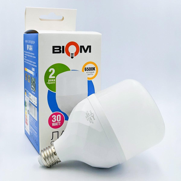 Светодиодная лампа Biom T100 30W 3300Lm 6500K 220V E27 Frosted (HP-30-6), 100015453