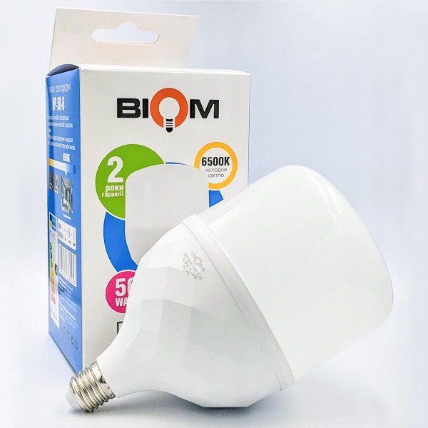 Светодиодная лампа Biom T120 50W 5500Lm 6500K 220V E27 Frosted (HP-50-6), 100015455