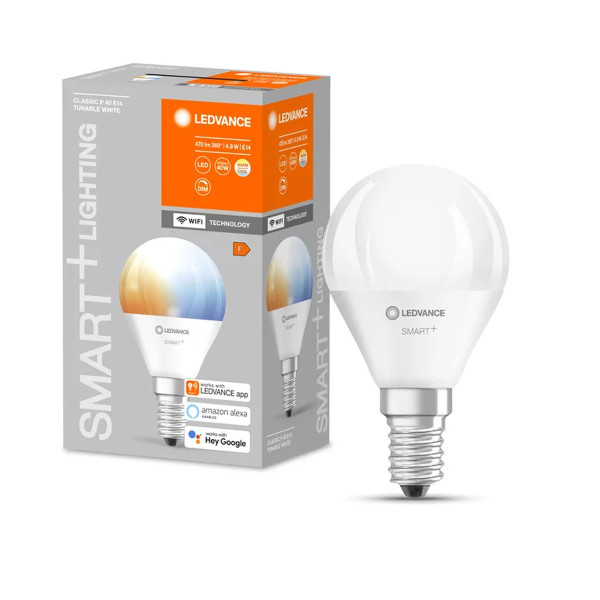 Светодиодная лампа LEDVANCE Smart WI-FI P40 5W 470Lm 2700-6500K 230V E14 Матовый (Frosted) (4058075485617), 100024165