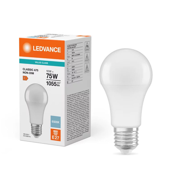 Светодиодная лампа LEDVANCE LED Classic Value A60 10W 1055Lm 6500K 230V E27 Матовый (Frosted) (4099854151002), 100024085