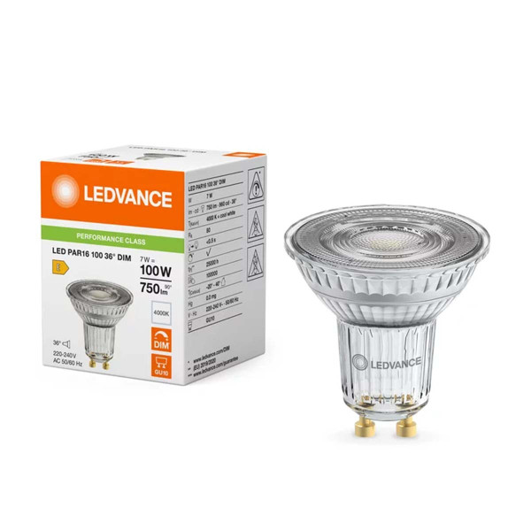 Светодиодная лампа LEDVANCE РАR16 DIM 100 36° 7W 750Lm 4000K 230V GU10 Рефлектор (4099854234965), 100024119