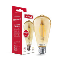 Светодиодная лампа MAXUS филамент ST64 FM 7W 840Lm 2700K 220V E27 Golden (1-MFM-7064)