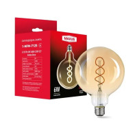 Светодиодная лампа MAXUS филамент G125 FM 6W 420Lm 2400K 220V E27 Golden Deco (1-MFM-7125)