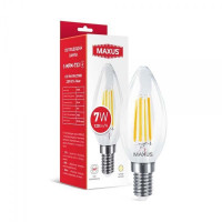 Светодиодная лампа MAXUS филамент C37 FM 7W 840Lm 2700K 220V E14 Clear (1-MFM-733)
