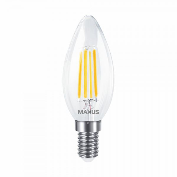 Светодиодная лампа MAXUS филамент C37 FM 7W 840Lm 2700K 220V E14 Clear (1-MFM-733), 100020346