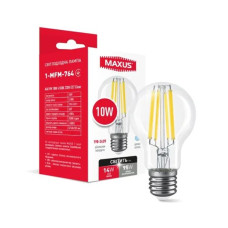 Светодиодная лампа MAXUS филамент A60 FM 10W 1400Lm 4100K 220V E27 Clear (1-MFM-764)