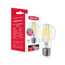 Светодиодная лампа MAXUS филамент A60 FM 10W 1400Lm 4100K 220V E27 DIM Clear (1-MFM-765)