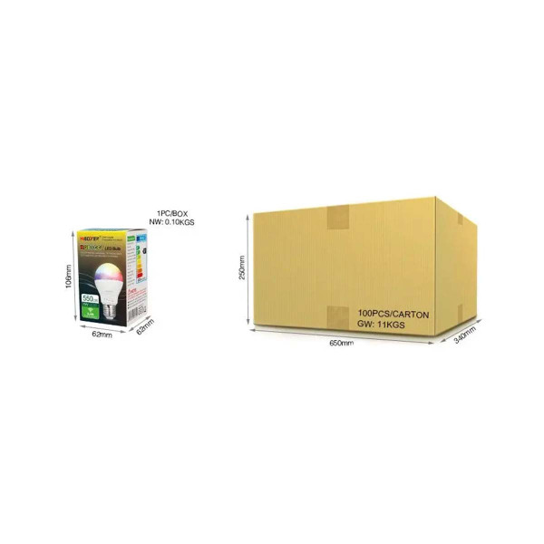 Светодиодная лампа Mi-light G57 6W E27 2700-6500K+ RGB DIM 86-265V (LL014 CCT), 100021431
