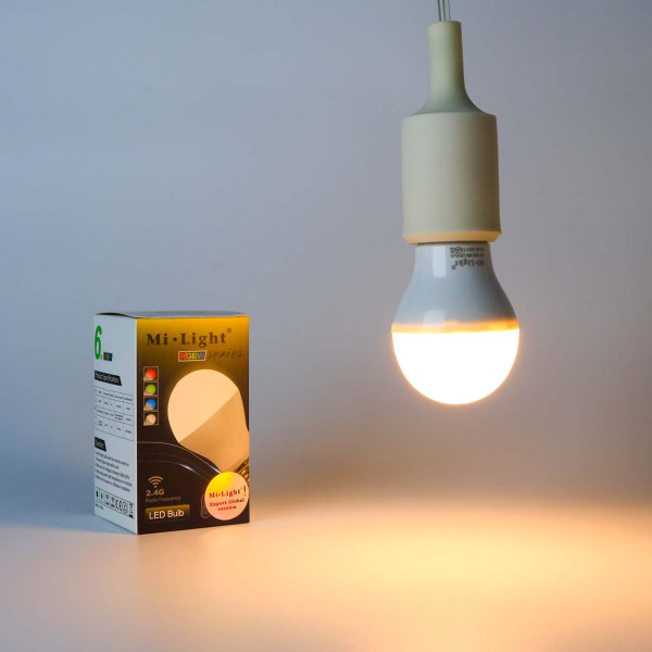 Светодиодная лампа Mi-light G57 6W E27 2700К+RGB DIM 86-265V (LL014 - WW), 100021432