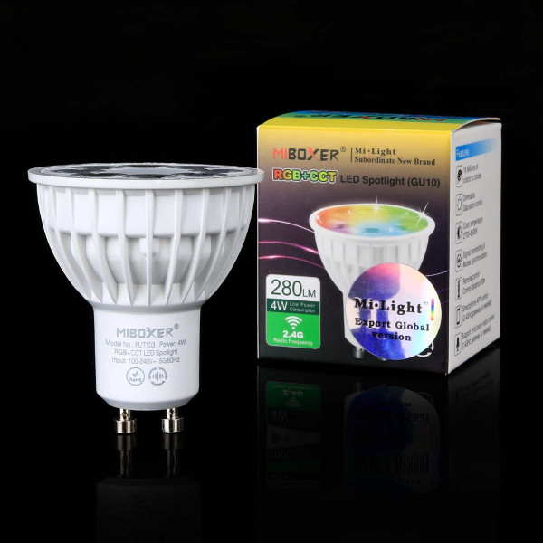 Светодиодная лампа Mi-light MR16 4W GU10 2700-6500K+ RGB DIM 220V (LL103-RGB+CCT), 100020520