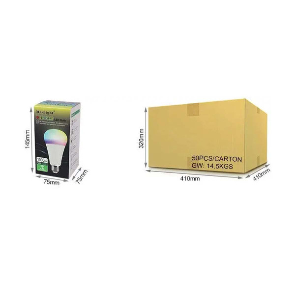 Светодиодная лампа Mi-light RGB+ССT Light Blub G57 12W Е27 2700-6500К+RGB DIM 220V (LL105-RGB+CCT), 100024196