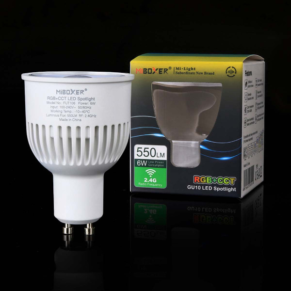 Светодиодная лампа Mi-light MR16 6W GU10 2700-6500K+ RGB DIM 220V (LL106-RGB+CCT), 100020501