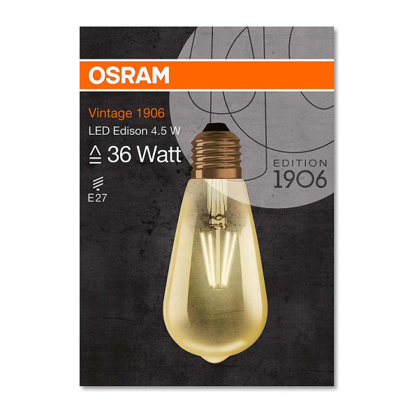 Светодиодная лампа OSRAM Vintage 1906 Edison Filament ST64 4W 410Lm 2400K 230V E27 Прозрачный (Clear) (4052899962095), 100002061