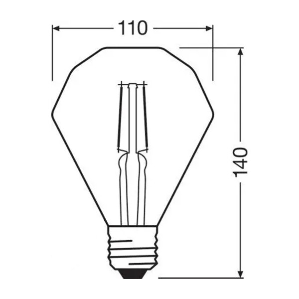 Светодиодная лампа OSRAM Vintage 1906 Diamond Filament 4,5W 470Lm 2500K 230V E27 Прозрачный (Gold) (4058075091955), 100022535