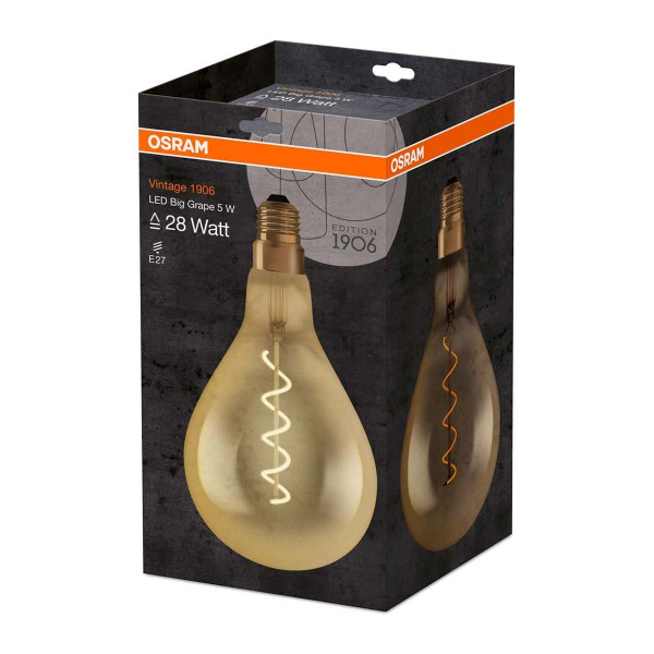 Світлодіодна лампа OSRAM Vintage 1906 Classic A160 5W 250Lm 2000K 230V E27 Прозорий (Amber) (4058075091993) , 100015250