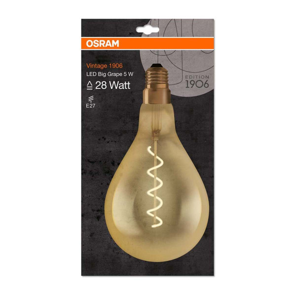 Світлодіодна лампа OSRAM Vintage 1906 Classic A160 5W 250Lm 2000K 230V E27 Прозорий (Amber) (4058075091993) , 100015250