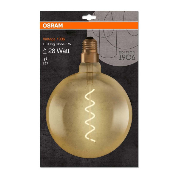 Світлодіодна лампа OSRAM Vintage 1906 Globe Filament G200 5W 250Lm 2000K 230V E27 Прозорий (Amber) (4058075092013) , 100015248