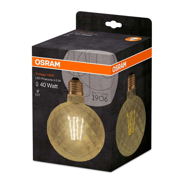 Светодиодная лампа OSRAM Vintage 1906 Globe Filament G125 5W 470Lm 2500K 230V E27 Прозрачный (Gold) (4058075092037), 100022534