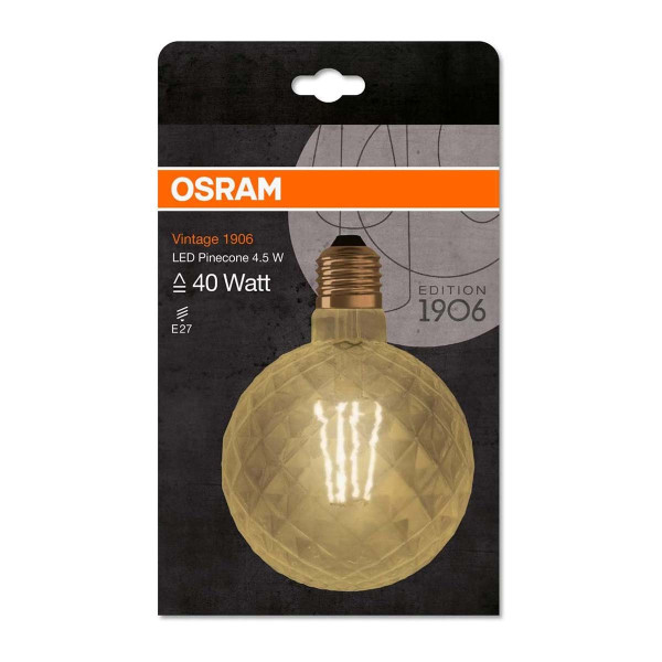 Светодиодная лампа OSRAM Vintage 1906 Globe Filament G125 5W 470Lm 2500K 230V E27 Прозрачный (Gold) (4058075092037), 100022534
